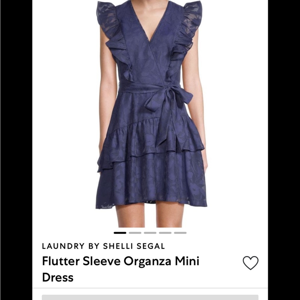 Laundry By Shelli Segal Blue Ruffled Wrap Mini Dress